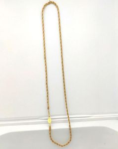 Touwketting ketting aansluiten vaste fijn geel 18ct thai baht gf goud 3 mm dunne gesneden vrouwen50cm 20inch6050360