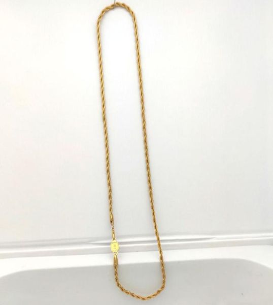 Collar de cadena de cuerda conectar sólido fino amarillo 18 quilates THAI BAHT GF oro 3mm corte fino mujeres 50CM 20INCH8459935