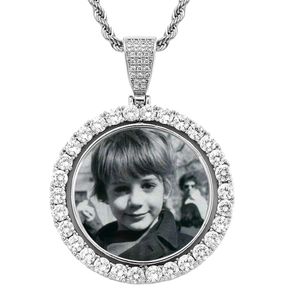 Touwketting Fotoketting Ontwerper voor dames Heren Cirkelvormig frame Draaibaar 2-zijdig Fotohanger Kettingen Collectie Herdenkingsmunt van Personaliseer sieraden