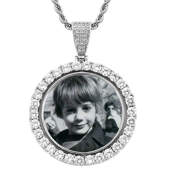 chaîne de corde collier photo designer pour femmes hommes cadre photo circulaire rotatif 2 faces pendentif photo collection de colliers commémoratifs de personnaliser des bijoux