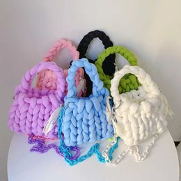 Corde Crochet sac à la main chaîne acrylique femmes sous les bras sac concepteur tricot sacs à bandoulière pour femmes tissé gros tricot sac à main
