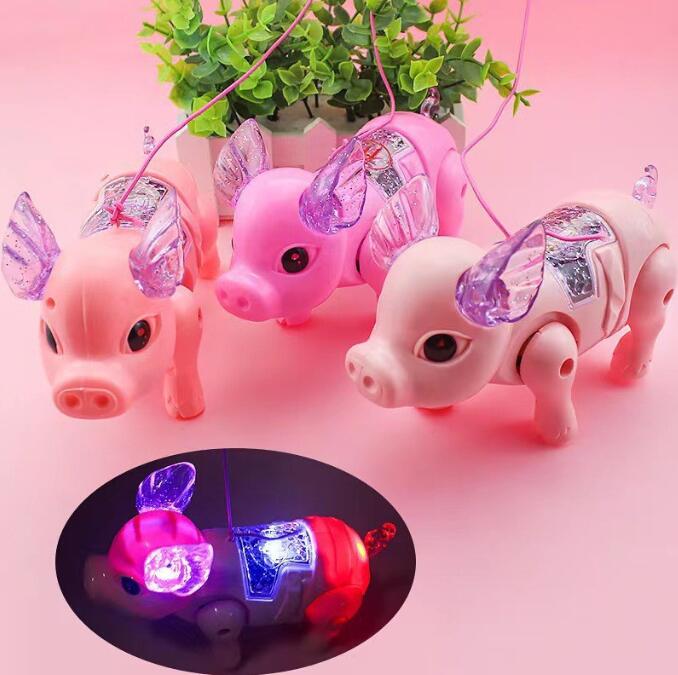 ロープジャンプピッグエレクトリックおもちゃの歌は歩くことができます輝きながら輝くロープ豚
