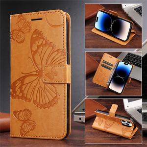 Rope Magnetic Folio Butterfly Phone Case pour iPhone 15 14 13 12 Pro Max Samsung Galaxy S22 S23 Ultra A33 5G A53 A73 A23E A23S A04E A24 Card à cartes Dual Card Sloth