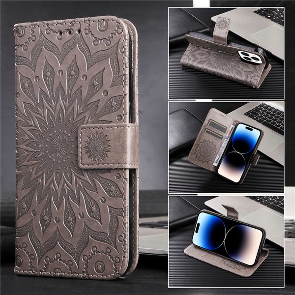 Cuerda Magnética Folio Estampado de flores Vogue Phone Case para iPhone 15 14 13 12 Pro Max Samsung Galaxy S22 S23 Ultra S23FE A14 5G Slim 3 Ranuras para tarjetas Cartera de cuero Kickstand Shell