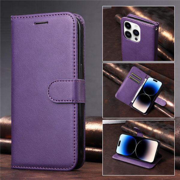 Cordera de cuero Magnetic Folio Case para iPhone 15 14 Pro Max Samsung Galaxy S22 S23 Ultra Google Pixel 8 8Pro 7 7Pro 7a Sony Xperia 1 5 10 Slots de tarjetas duales Capas de billetera