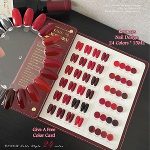 Rormays 24 kleuren gel nagellak set herfst- en wintervernis rood met leer kleurenboek kerstcadeau 15 ml chocolade nagellak nagelgel fabriek groothandel