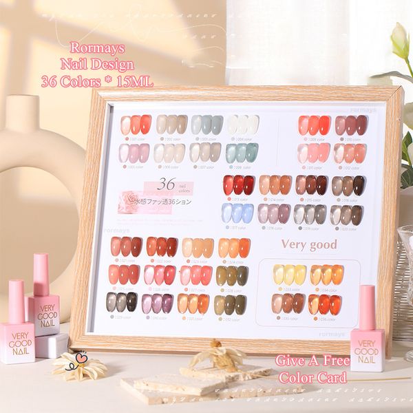 Rormays 36 Color Gel Nail Polish Set Summer Jelly Color Barniz translúcido Gel UV LED Inmersión Salón de uñas semipermanente Fábrica de gel al por mayor dedicada