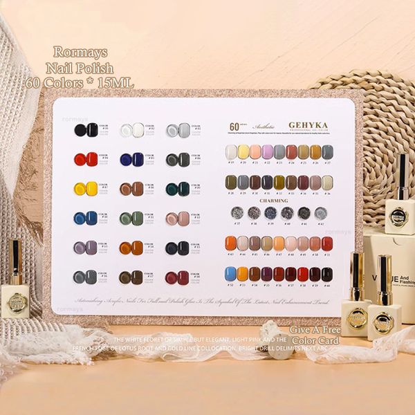 Rormays 60 Color Gel Nail Polish Set 15ML Pequeña moneda de oro Diseño de botella Mixed Gel Barniz UV LED Inmersión Semi permanente Color sólido Nail Art Gel Fábrica al por mayor