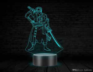 Roronoa Zoro 3D Illusion Night Light Touch 7 Color Change One Piece Led Lamp Kids Toy Birthday Christmas Gift Home Decor4551579