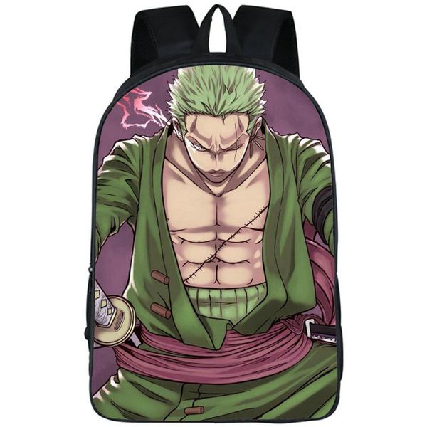 Roronoa Zoro Backpack One Piece Daypack Sword Master School Bag Cartoon Packsack Imprime Rock