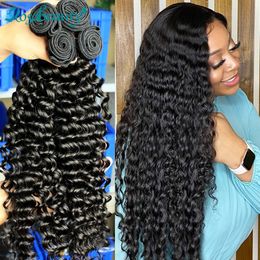 Rosabeauty Diepe Golf 28 30 40 Inch 3 4 Bundels Braziliaanse Remy Haar 100% Natuurlijke Water Wave Krullend menselijk Haar 240111