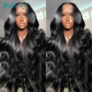 Rosabeauty HD 13x6 Bodage transparent Wave dentelle dentelle Frontal Wig 13x4 Front Human Hair 5x5 Wiglessless Wig 250 Density 240408