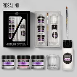 ROSALIND Acrylique Nail Kit Pour Nail Art Design 10g Poudre Extension Sculpté Pour Manucure Set Gel Vernis À Ongles Set Top Et Base
