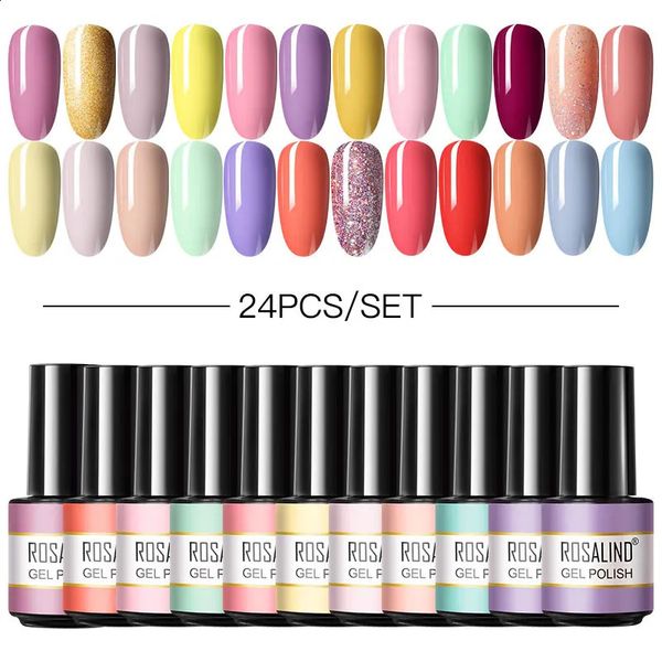 ROSALIND-Conjunto de esmalte de Gel, barniz de Gel híbrido semipermanente para invierno, necesita laca, capa superior para Base, Kit de esmalte de uñas 240127