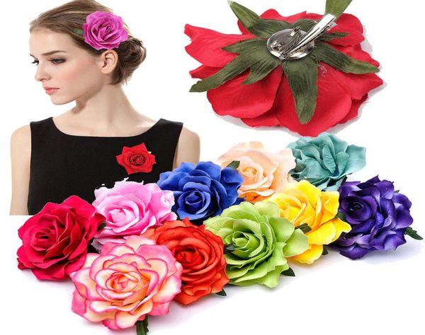 Rosa flor artificial broche nupcial fiesta de boda horquilla mujeres pinzas para el cabello sombreros fiesta niñas festival accesorios para el cabello 2304448