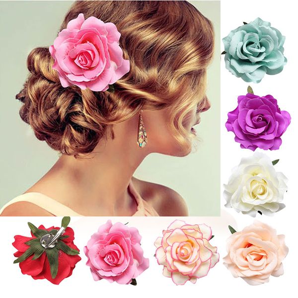 Rose Artificial Flower Broch Farty Weddal Wedpin Women Women Clips Cabellado Festival Festival Accesorios para el cabello