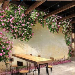 Rose fond mural mural 3d papier peint 3d papiers muraux pour la backdrop 238m