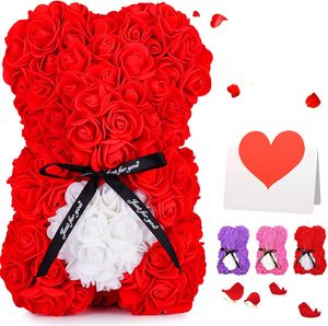 Rose Bear Fleurs artificielles Rose Teddy Bear Saint-Valentin Cadeaux pour la femme maman ou les cadeaux pour enfants