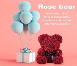 Rose Bear Teddy Bear Roses en mousse artificielle pour la fenêtre Affichage pour toujours Rose Rose Flower Wedding Valentines Gifts298Y9802269