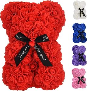 Rose Bears Valentijnsdag Decor Geschenken Rose Flower Bear Teddybeer met Box Cadeaus voor vriendin Verjaardag Verjaardagscadeau voor moeder 1211