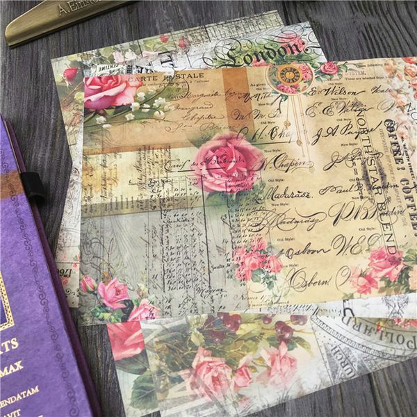 Rose Bill Note Material Paper Travel Junk Journal Planner Scrapbooking Vintage Decorative DIY Craft Background Paper