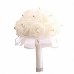 Rose Bouquet Bridal Wedding Foam Fr Ribb Wedding Simulati Bouquet O2ZV #