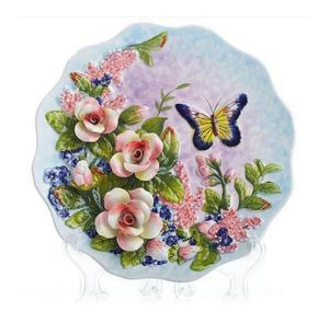 Rose Butterfly Decoratieve Wandschotels Porselein Decoratieve Platen Vintage Home Decor Crafts Room Decoration Figurine