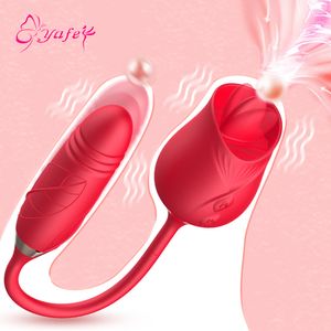 Rose Clitoris langue léchage femme succion vibrateur Clitoris stimulateur télescopique Vibration mamelon vagin jouets sexy pour femmes adultes