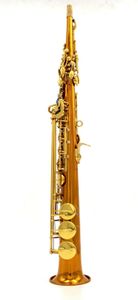 Saxophone soprano droit en cuivre rose laqué or avec clé G