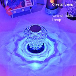 Rose Crystal Lamp, LED -kleur veranderende aanraaklamp, tafellamp, externe decoratieve lamp voor slaapkamer woonkamer, creatieve RGB -lamp acryl nachtlicht cadeau
