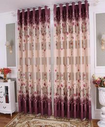 Rideau de rose pour le salon chambre à coucher pastoral élégant romantique rose floral conception de porte de porte de porte 3794724