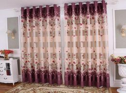 Rideau de rose pour le salon chambre à coucher pastoral élégant romantique rose floral de conception de conception de porte Traitement 2082220