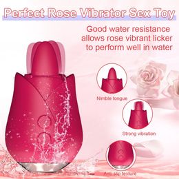 Rose Dance Ei Tong Licking Suck Vibrator Vrouw erotische masturbatie Massager Vrouwelijke erotische masturbatieapparaat 240401