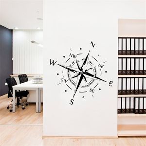 Rose Decal Office Vinyl Decals Nautical Compass Navigate Ship Ocean Sea Wall Stickers Home Decor Woonkamer D855 210310