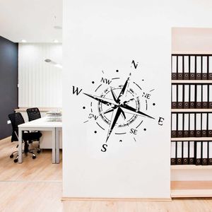 Rose Decal Office Vinyl Decals Nautical Compass Navigate Ship Ocean Sea Wall Stickers Home Decor Woonkamer D855