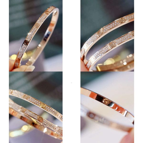 Rose Designer Gold diamant mince pour les femmes Top V-Gold Sier Bracelet Open Style Wedding Bijoux avec boîte Original Quality