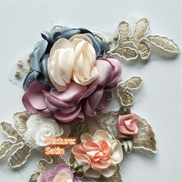 Rose Floral avec ramification Applique Bride Bridal Lace Lace Patches Colliers de dentelle DIY Décorer les fournitures d'artisanat de couture