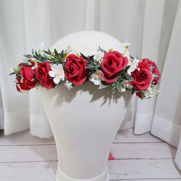 Couronne de fleurs de Rose accessoires de cheveux de mariage filles couronne de fleurs bandeau guirlande florale femmes coiffure ornements de cheveux de mariée