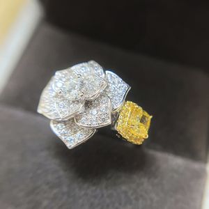Rose Flower Designer Elegante designer bandringen voor vrouwen met stralende kristal diamant cz zirkon zilveren love ring party bruiloft sieraden