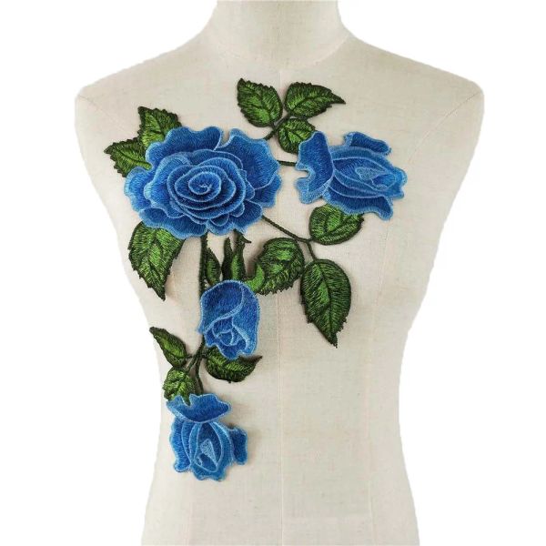 Ropa de bordado de flores de rosas Collar falso de costura de costura Aplicación de pecho de tela Suministros de artesanía de bricolaje 1 pieza en venta