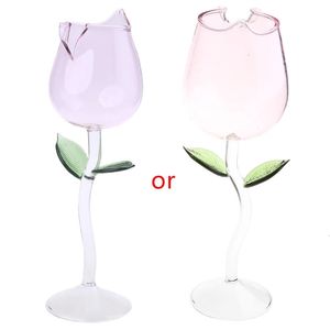 Rose Flower Goblet -bril met de hand geblazen kristallen champagne fluiten stijlvol rode wijnglazen sap voor feestkeuken 240408