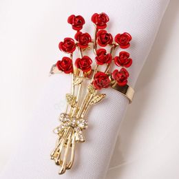 Rose Flower Napkin Rings Valentijnsdag Restaurant Tafel Decoratie Romantisch servetgesplits