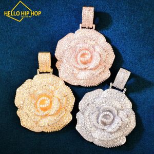 Rozenbloemhanger voor vrouwen koperen charme ijs uit zirkoon mode hiphop ketting ketting goud kleur rock sieraden cadeau