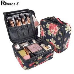 Rose Flower Professional Makeup Case volledige schoonheidsspecialiste reiskoffer voor manicure Need Women Cosmetic Bag Organizer voor Female3211