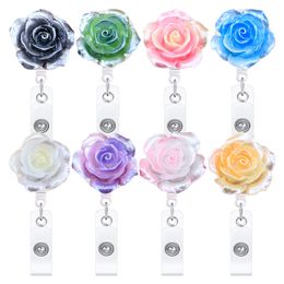 Rose Flower intrekbare badgehouder 360 rotatie bruiloft kantoor werk kaartgesp