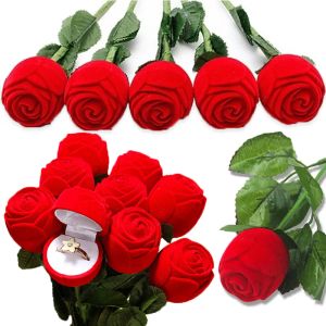 Boîte à bagues de mariage romantique en forme de Rose, étuis pour boucles d'oreilles, pendentifs, colliers, présentoir de bijoux, organisateur de cadeaux, emballage de rangement