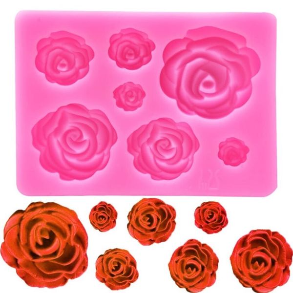 Rose Fleur Silicone Moules De Mariage Cupcake Topper Fondant Gâteau Décoration Outils Sugarcraft Bonbons Argile Chocolat Gumpaste Moules 220815