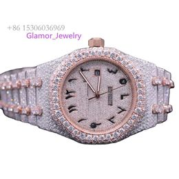 Reloj de moissanita VVS blanco A-P de oro rosa, reloj de lujo personalizado con estilo cubano Iced Out Bust Down Hip Hop