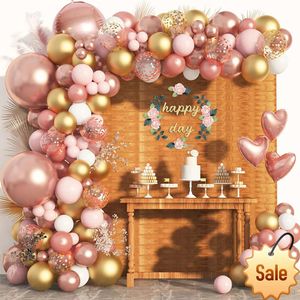 Kit d'arche de guirlande de ballons en or Rose, décoration de fête d'anniversaire de mariage, fête prénatale pour enfants, ballon en Latex, révélation du sexe, décor de baptême, fournitures de fête, fournitures de vacances