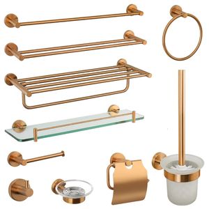 Rose Goud Badkamer Hardware 304 Roestvrij Staal Handdoekenrek Toiletrolhouder Zeephouder Handdoek Bar Wc Accessoires 240118